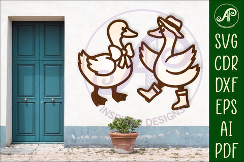 Goose outline shapes laser cut wall art SVG APInspireddesigns 