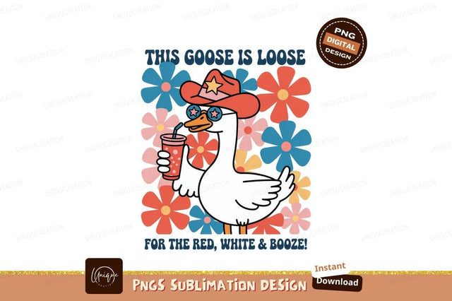 Goose wearing cowboy hat and sunglasses holding drink Sublimation Designangry 