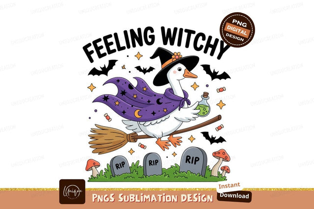 Goose witch flying potion broom image Sublimation Designangry 