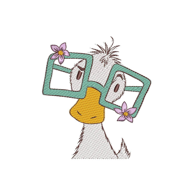 Goose with Glasses Floral Machine Embroidery Design, 3 sizes, Instant Download Embroidery/Applique DESIGNS Nino Nadaraia 