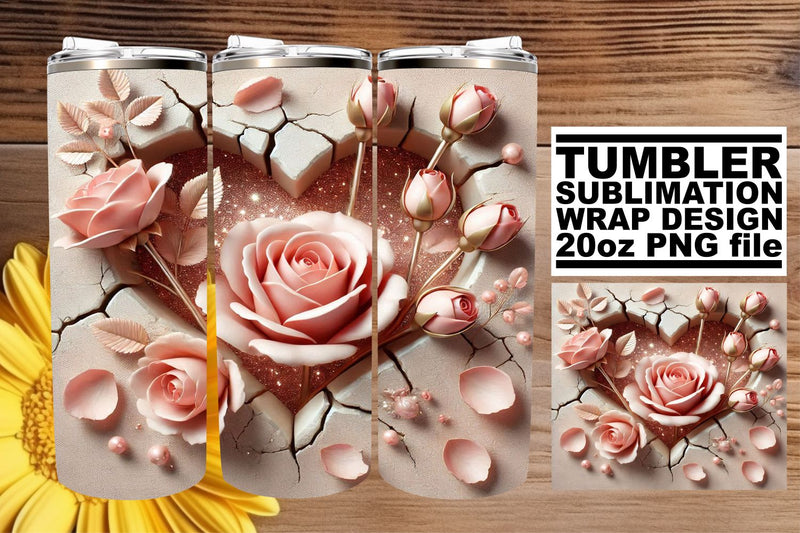 Gorgeous 20oz wrap, designed for sublimation prints! , 3D Heart Sublimation afrosvg 