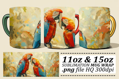 Gorgeous Birds Mug Design – 11oz & 15oz Sublimation Wrap Sublimation afrosvg 