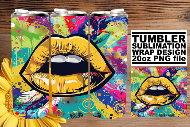 Gorgeous Colorful Lip Art Wrap – 20oz Sublimation Tumblers Sublimation afrosvg 