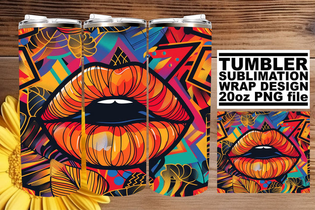 Gorgeous Colorful Lips Sublimation Wrap – 20oz Tumbler Design Sublimation afrosvg 