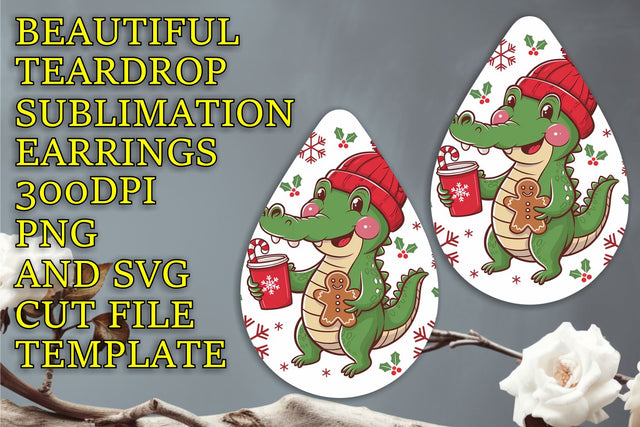 Gorgeous earring design, ready for sublimation projects, Christmas Sublimation HoodArtCraft 