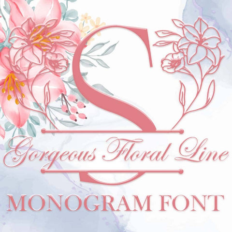 Gorgeous Floral Line Monogram Font Dm Letter Studio 