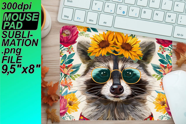 Gorgeous mouse mat design, elevate your desk decor! , Raccon Sublimation HoodArtCraft 
