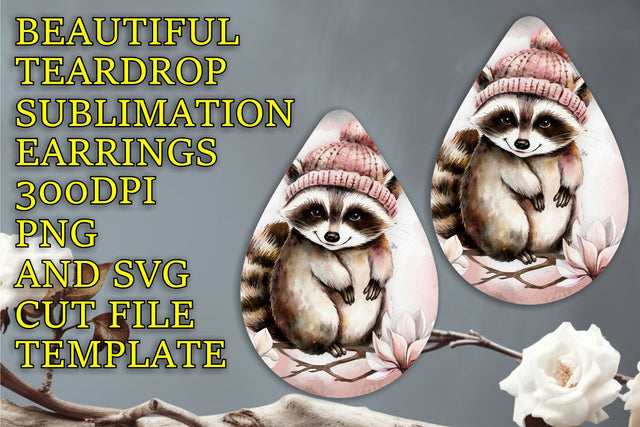 Gorgeous teardrop earrings sublimation file, vibrant PNG, Animals Sublimation HoodArtCraft 