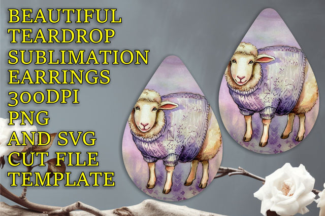 Gorgeous teardrop earrings sublimation file, vibrant PNG, Animals Sublimation HoodArtCraft 