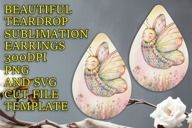 Gorgeous teardrop earrings template, easy-to-use PNG, Animals Sublimation HoodArtCraft 