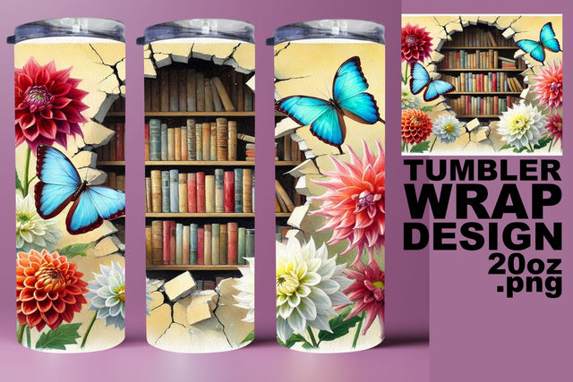 Gorgeous tumbler design, easy-to-use PNG for crafting! , Books Sublimation HoodArtCraft 
