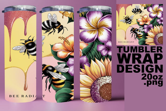 Gorgeous tumbler design, vibrant PNG for sublimation! , Bee Sublimation HoodArtCraft 
