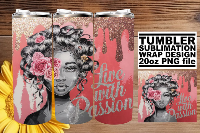 Gorgeous tumbler wrap, designed for vibrant prints! , Afro Woman Sublimation afrosvg 