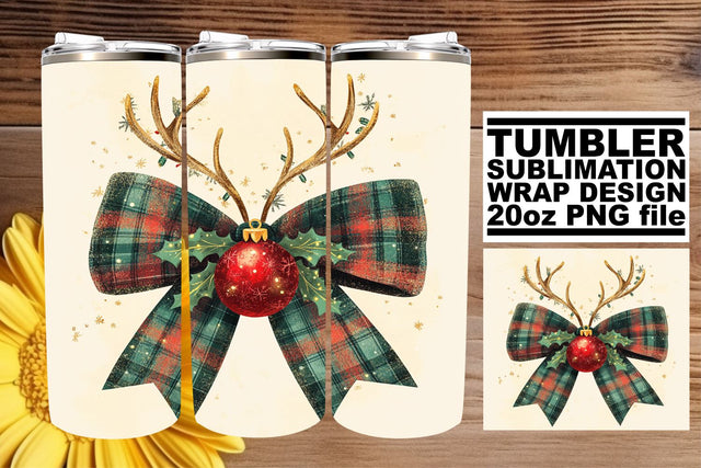Gorgeous tumbler wrap, designed for vibrant prints! , Christmas Bow Sublimation afrosvg 