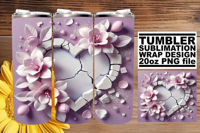 Gorgeous tumbler wrap, elevate your creative flair! , 3D Heart Sublimation afrosvg 
