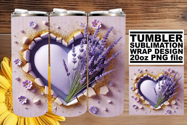 Gorgeous tumbler wrap, elevate your sublimation skills! , 3D Heart Sublimation afrosvg 