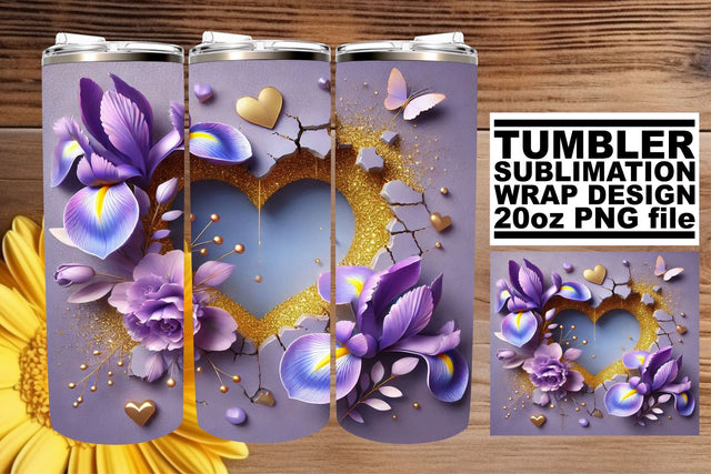 Gorgeous tumbler wrap, great for memorable gifts! , 3D Heart Sublimation afrosvg 
