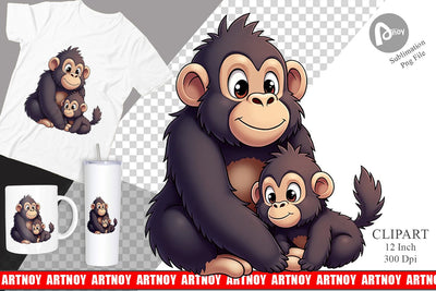 Gorilla Mother's Day Clipart Sublimation artnoy 