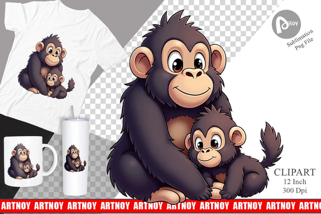 Gorilla Mother's Day Clipart Sublimation artnoy 