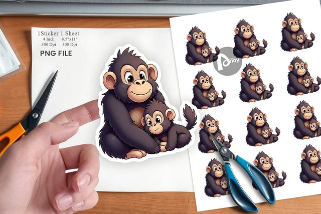 Gorilla Mother's Day Sticker Sublimation artnoy 