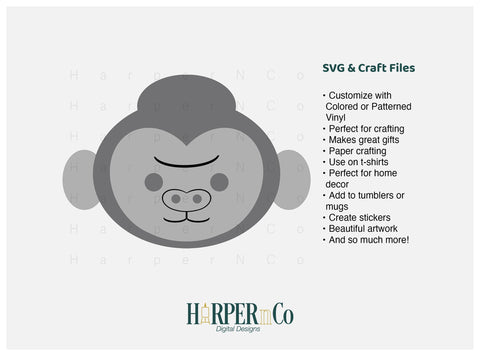 Gorilla SVG PNG Cut EPS File SVG HarperNCo 