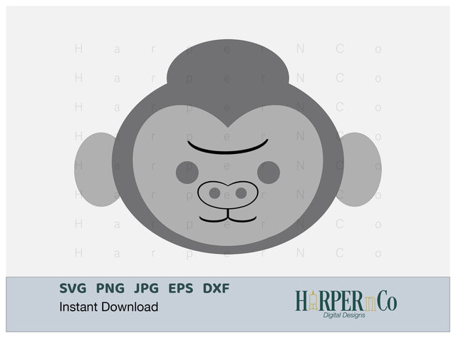Gorilla SVG PNG Cut EPS File SVG HarperNCo 