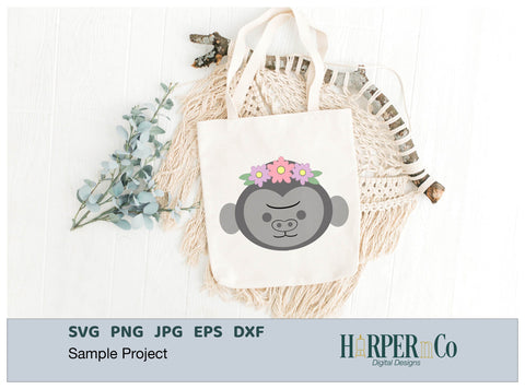 Gorilla with Bows and Flowers SVG PNG Cut EPS File SVG HarperNCo 