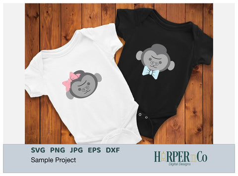 Gorilla with Bows and Flowers SVG PNG Cut EPS File SVG HarperNCo 
