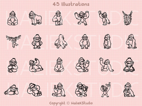 Gorillas SVG Design Set SVG HalieKStudio 