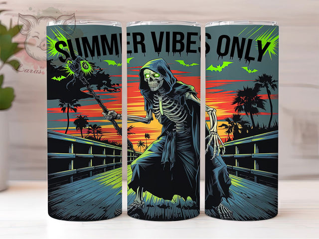 Goth Dark Aesthetic Summer Tumbler, Summer Vibes PNG, Dark Aesthetic Tumbler, 20oz Skinny Tumbler Design, Alternative Summer Tumbler, Gothic Sublimation Wrap, Edgy Summer Tumbler Sublimation Lara' s Designs 