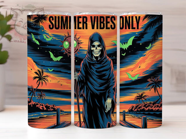 Goth Dark Aesthetic Summer Tumbler, Summer Vibes PNG, Dark Aesthetic Tumbler, 20oz Skinny Tumbler Design, Alternative Summer Tumbler, Gothic Sublimation Wrap, Edgy Summer Tumbler Sublimation Lara' s Designs 