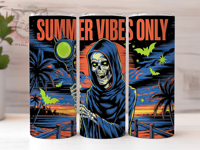 Goth Dark Aesthetic Summer Tumbler, Summer Vibes PNG, Dark Aesthetic Tumbler, 20oz Skinny Tumbler Design, Alternative Summer Tumbler, Gothic Sublimation Wrap, Edgy Summer Tumbler Sublimation Lara' s Designs 