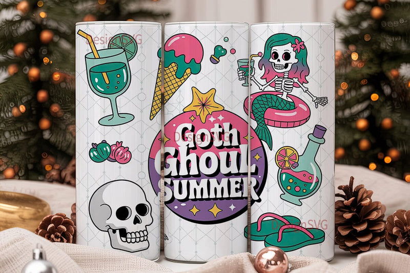 Goth Ghoul Summer Tumbler Wrap Sublimation DesignSVG 