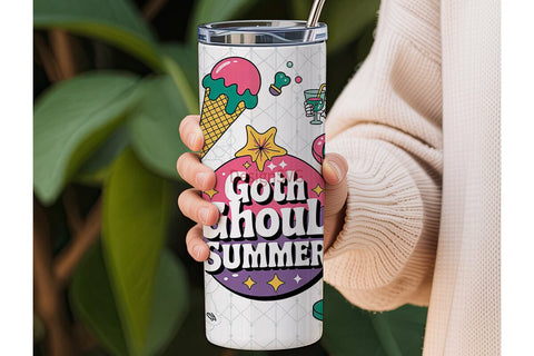 Goth Ghoul Summer Tumbler Wrap Sublimation DesignSVG 