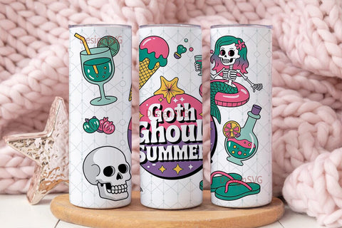 Goth Ghoul Summer Tumbler Wrap Sublimation DesignSVG 
