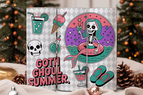 Goth Ghoul Summer Tumbler Wrap Sublimation DesignSVG 