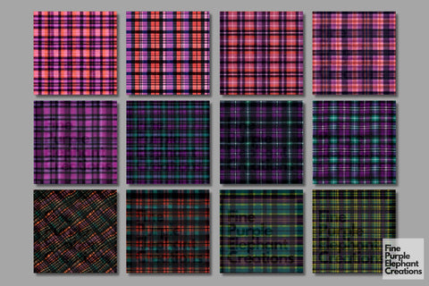 Goth Plaid Fabric Texture Gingham Digital Pattern Fine Purple Elephant Creations 