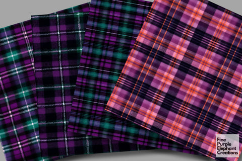 Goth Plaid Fabric Texture Gingham Digital Pattern Fine Purple Elephant Creations 