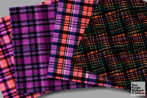 Goth Plaid Fabric Texture Gingham Digital Pattern Fine Purple Elephant Creations 