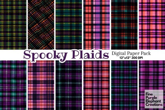 Goth Plaid Fabric Texture Gingham Digital Pattern Fine Purple Elephant Creations 