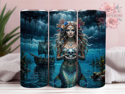 Goth Siren Enchanted Ocean 20oz Tumbler Wrap, Mystical Sea Witch, Dark Fantasy, Enchanted Ocean, Seamless Wrap, 20oz Tumbler Wrap, Sublimation PNG Sublimation Li Zamperini 