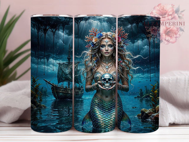 Goth Siren Enchanted Ocean 20oz Tumbler Wrap, Mystical Sea Witch, Dark Fantasy, Enchanted Ocean, Seamless Wrap, 20oz Tumbler Wrap, Sublimation PNG Sublimation Li Zamperini 