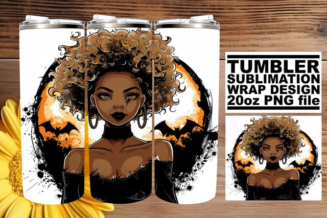 Gothic African American Halloween Tumbler Wrap 20oz Sublimation afrosvg 