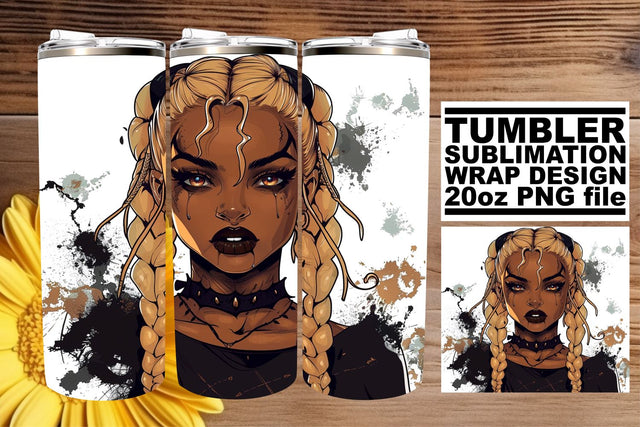 Gothic African American Woman Halloween Tumbler 20oz Sublimation afrosvg 