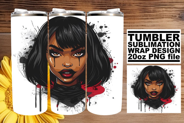 Gothic African American Woman Halloween Tumbler 20oz Sublimation afrosvg 