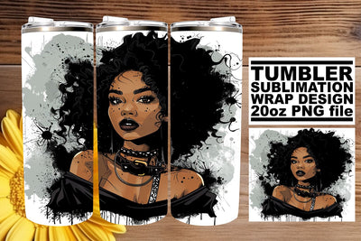 Gothic African American Woman Halloween Tumbler Design Sublimation afrosvg 