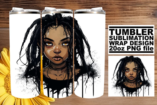 Gothic Afro American Woman Halloween Tumbler Design Sublimation afrosvg 