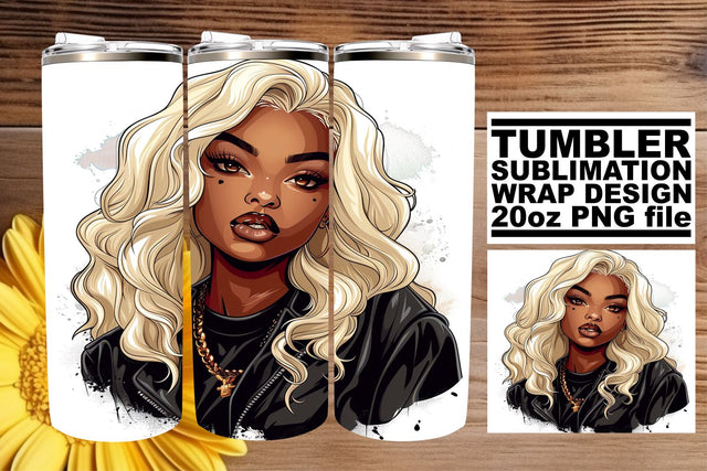 Gothic Afro Woman Halloween Tumbler Sublimation Wrap 20oz Sublimation afrosvg 