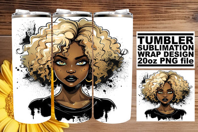 Gothic Afro Woman Halloween Tumbler Sublimation Wrap 20oz Sublimation afrosvg 