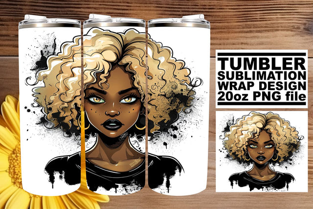 Gothic Afro Woman Halloween Tumbler Sublimation Wrap 20oz Sublimation afrosvg 